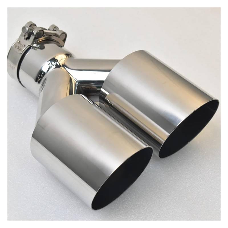 Auto-Endrohre Universal 304 Edelstahl Auto Import Doppelzylinder Heckauspuff Endrohr Schalldämpfer Export Edelstahl Automobil Endschalldämpfer Auspuffendrohr(66MM IN- 89MM Out) von LORSKRD