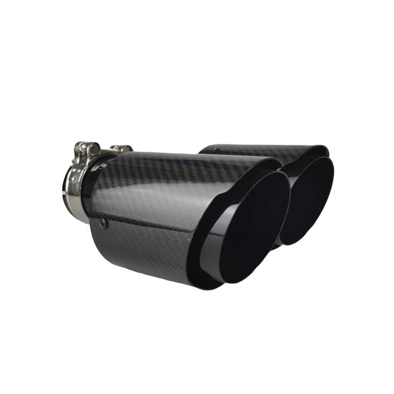 Auto-Endrohre Universal Auto Carbon Fiber Endrohr Schalldämpfer Länge Schwarz Y-Form Double Out Twill Glossy Auspuff Schalldämpfer Spitze Endschalldämpfer Auspuffendrohr(51mm-101mm-Left) von LORSKRD
