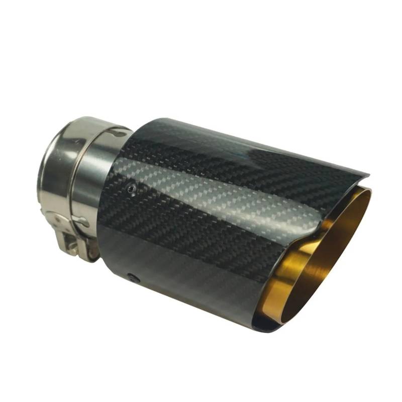 Auto-Endrohre Universal-Endrohr Auspuff Schalldämpfer Gerade Ende Tipps Edelstahl Carbon Fiber Gold Düse Auto Styling Endschalldämpfer Auspuffendrohr(76 Inlet 101 Outlet) von LORSKRD