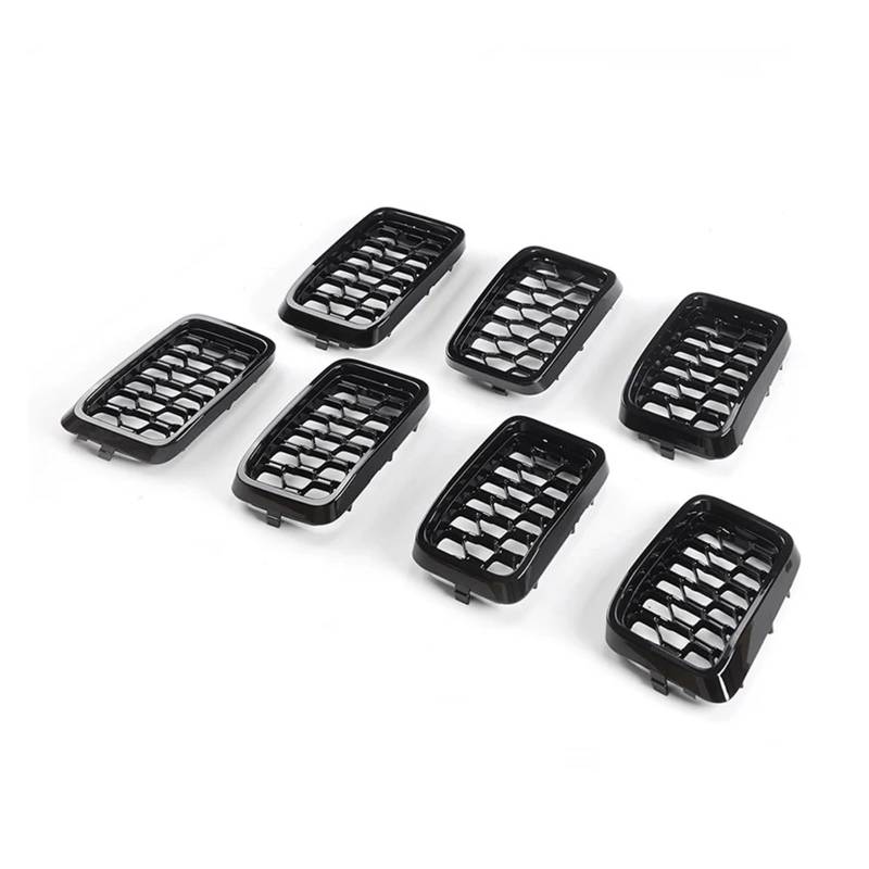 Für Jeep Für Grand Für Cherokee 2017-2022 Schwarzer Auto Vorne Stoßstange Einsatzgitter-Kühlergrill Vorderen Kühler-Einlass-Grillverkleidungsabdeckung Auto Kühlergrill Front Kühlergrille von LORSKRD