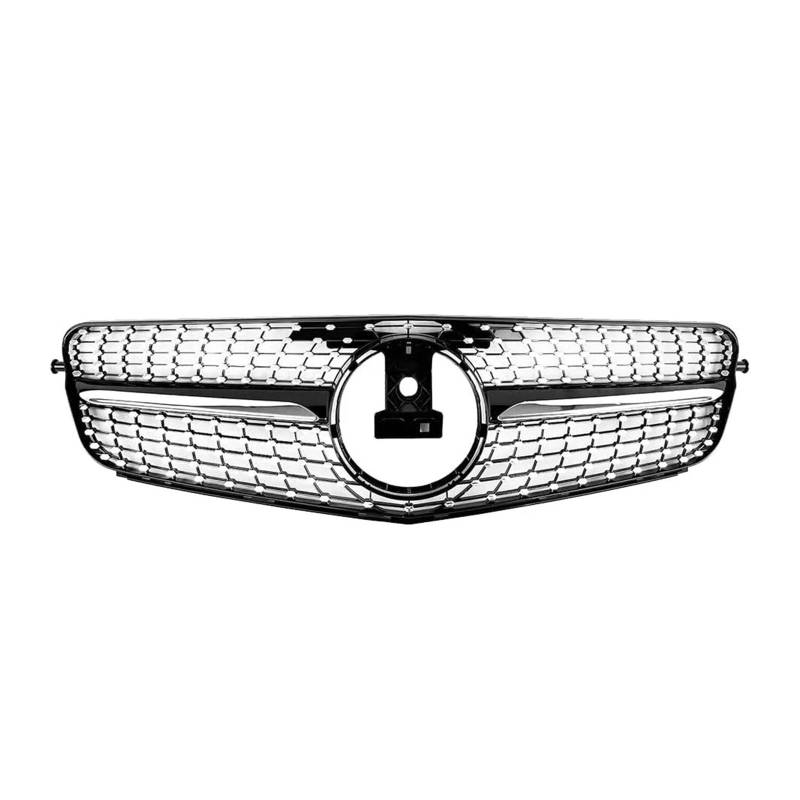 Glänzendes Schwarz Den Frontstoßstangengrill Im Für GTR-Stil Für Benz C-Klasse W204 C180 C200 C350 2008–2014, Chrom-Silber-Diamanten-Grill Auto Kühlergrill Front Kühlergrille(Diamonds-Black) von LORSKRD