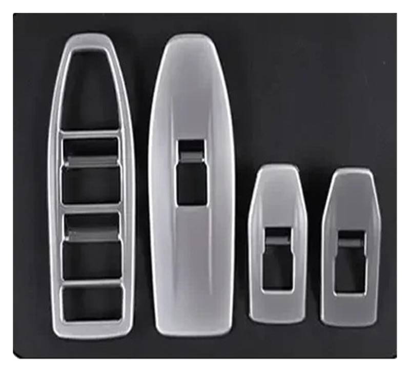 Interior Decor Zubehör Auto Fenster Schalter Panel Abdeckung Trimmt Carbon Fiber Innen Teile Für X1 2023 2024 Rahmen Leisten Dekor Zubehör Auto Dekoration Streifen(Silber) von LORSKRD