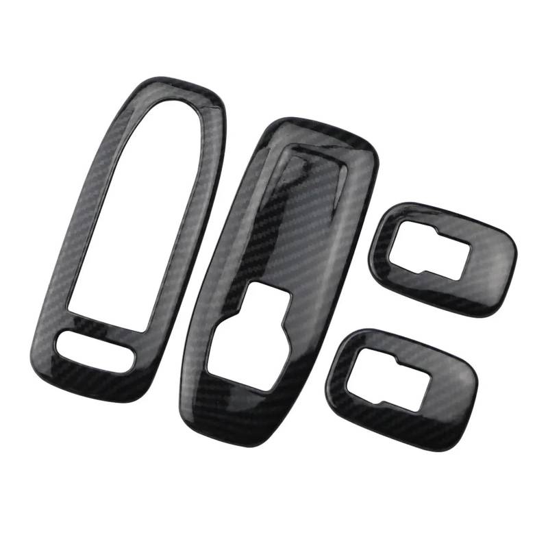 Interior Decor Zubehör Auto Fensterheber Schalter Panel Abdeckung Für Peugeot 2008 2014 2015 2016 2017 2018 2019 Trim Aufkleber ABS Chrom Zubehör Auto Dekoration Streifen(Carbon Fiber Black) von LORSKRD