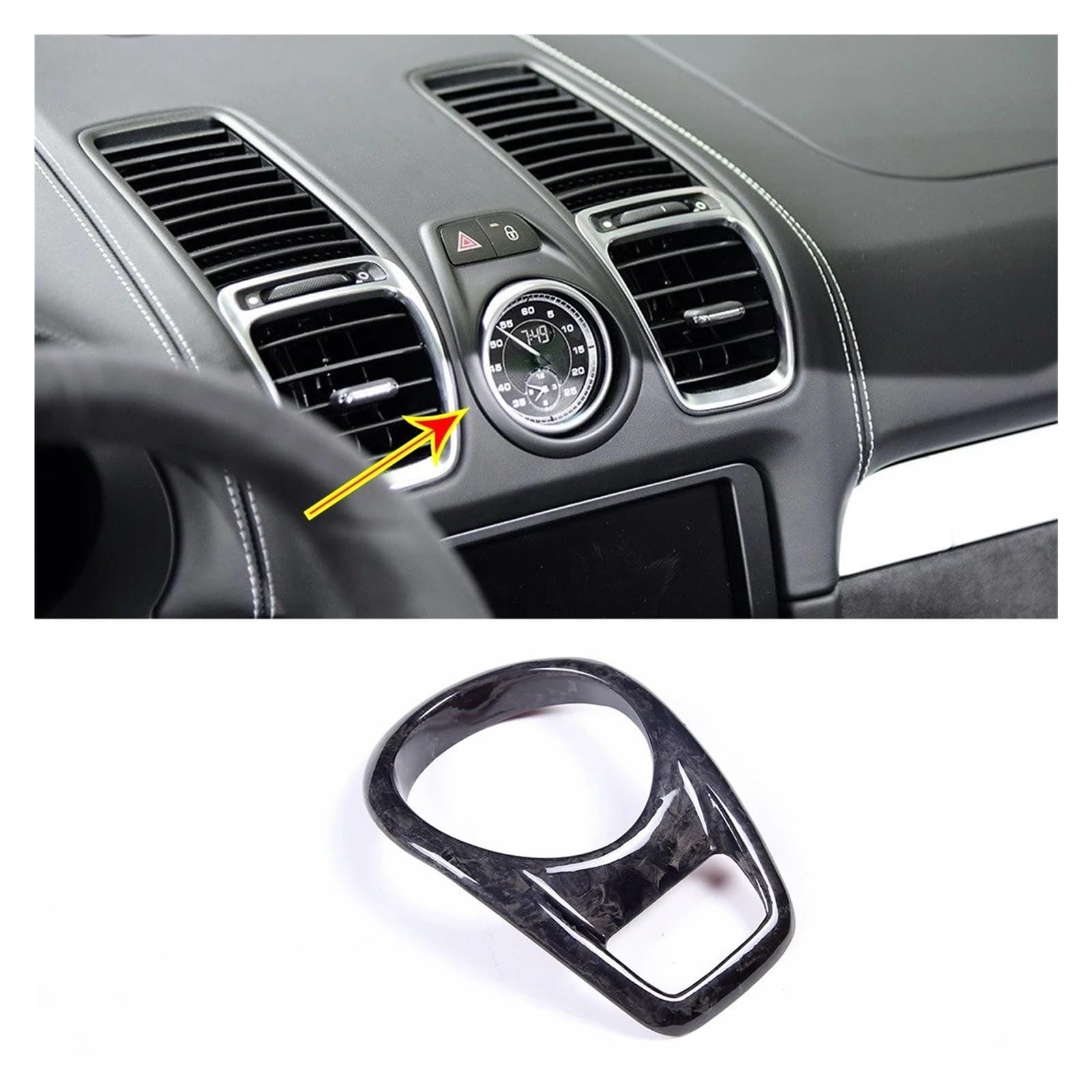 Interior Decor Zubehör Für Boxster 2014 2015 Carbon Faser Auto Zentrale Steuerung Uhr Abdeckung Dekorative Aufkleber Auto Innen Zubehör Auto Dekoration Streifen(Forged Carbon) von LORSKRD