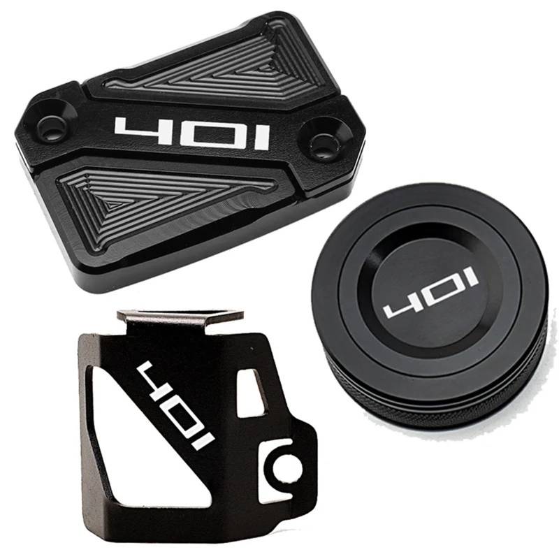 LOTFI Fit for Husqvarna Svartpilen 401 VITPILEN 401 2018-2021 2022 Motorrad CNC Vorne Hinten Brems Flüssigkeit Reservoir Abdeckung öl Kappen (Size : A Set Black (3pcs)) von LOTFI