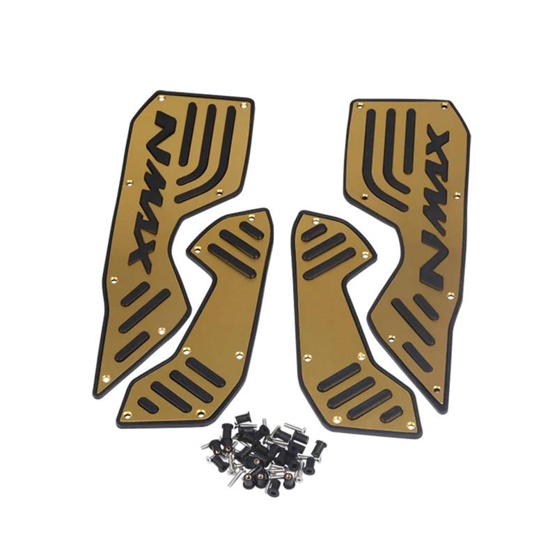 LOTFI Passend for Yamaha NMAX155 NMAX 155 N 2020-2023 Motorrad-Trittbrettstufen Fußplatte Fußstütze Pedal Fußpolster Platte(Gold) von LOTFI