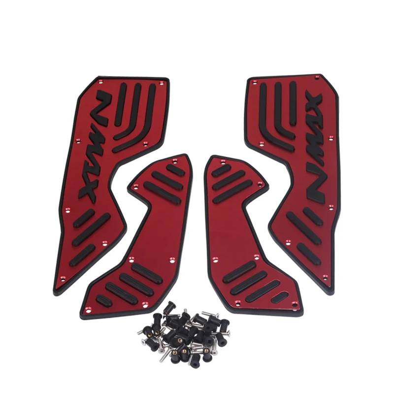 LOTFI Passend for Yamaha NMAX155 NMAX 155 N 2020-2023 Motorrad-Trittbrettstufen Fußplatte Fußstütze Pedal Fußpolster Platte(Red) von LOTFI