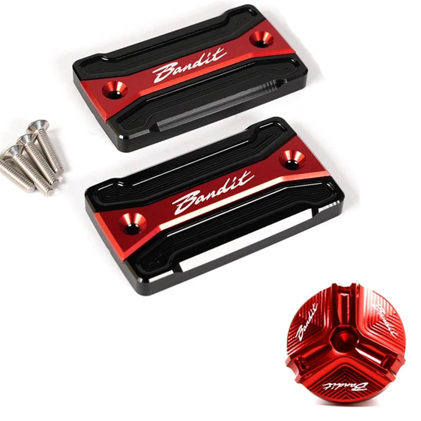 LOTFI Passend for Suzuki Bandit 650 GSF S650 Bandit 1250 S 1200/1200S, Zubehör, Motorrad-Bremsflüssigkeitsbehälter-Abdeckung, Motoröl-Einfülldeckel (Size : A Set Red) von LOTFI