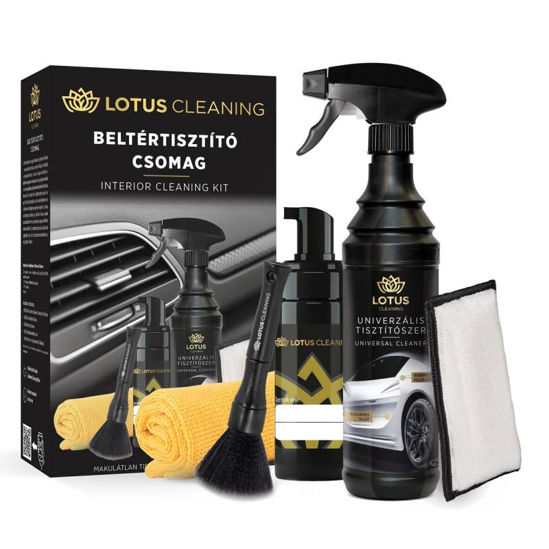 Lotus Premium Autoinnenreinigungs-Set – Universalreiniger für Leder, Stoff & Kunststoff, inkl. Mikrofaser-Tuch & Bürste, Komplett-Set für gründliche Autopflege von LOTUS Cleaning