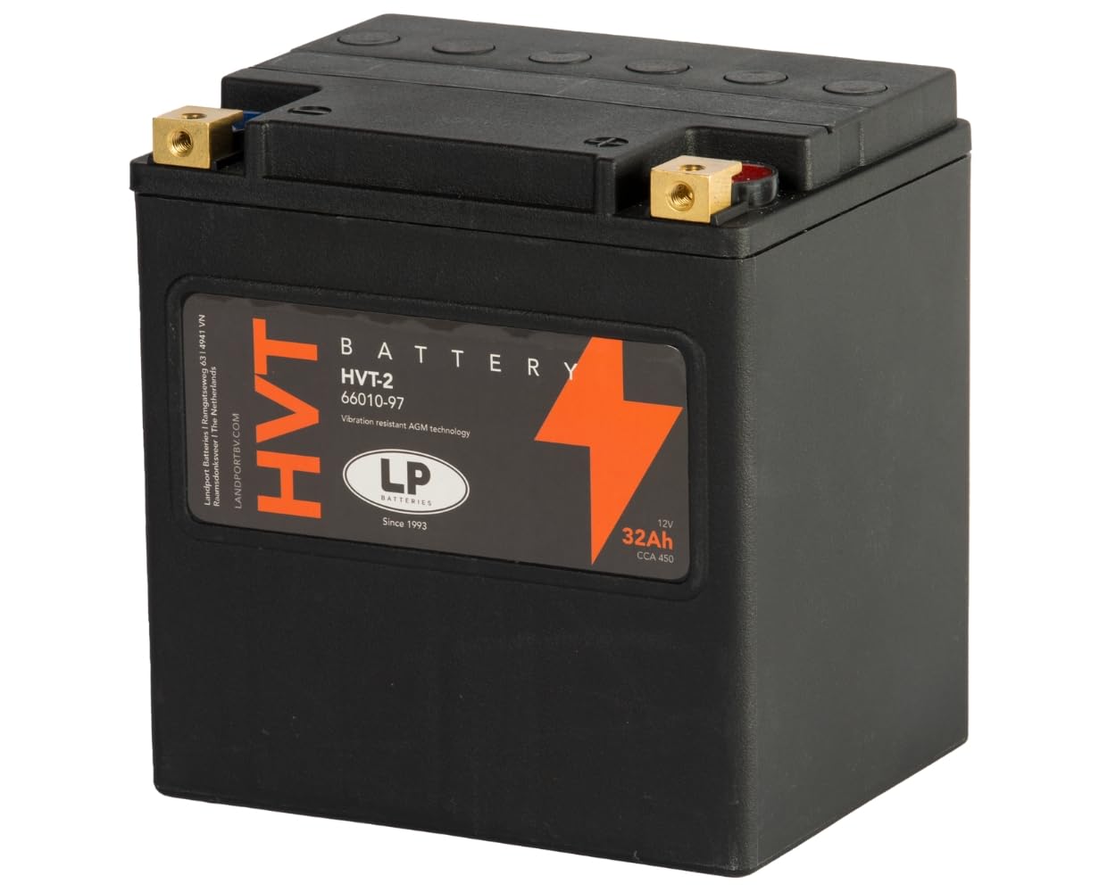 HVT-Motorradbatterie LANDPORT Batterie 12V 30Ah HVT-2 SLA kompatibel für BMW R 100 GS CS Sport Paris Dakar, R60, R80, R90, HD Road King Classic, Street Glide Special, Moto Guzzi V50 MH HVT-2 von LP BATTERIES