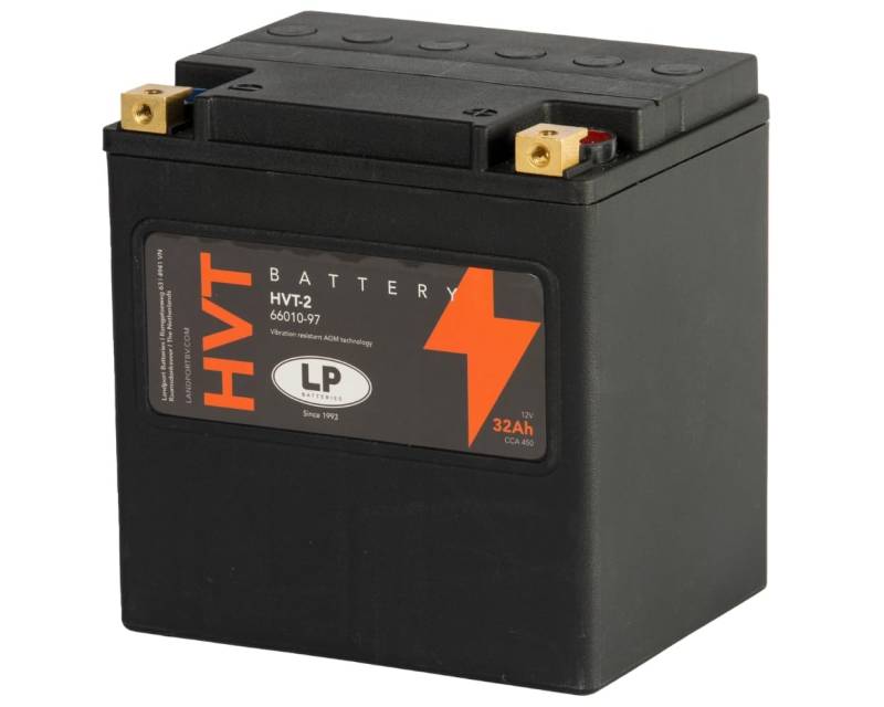 HVT-Motorradbatterie LANDPORT Batterie 12V 30Ah HVT-2 SLA kompatibel für BMW R 100 GS CS Sport Paris Dakar, R60, R80, R90, HD Road King Classic, Street Glide Special, Moto Guzzi V50 MH HVT-2 von LP BATTERIES