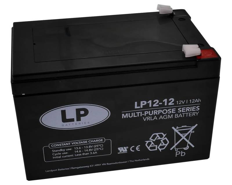 Sicherheitsbatterie, 12 V, 7,2 Ah (20 Stunden), Landport, NSA LP12-7.2 T2 VDS (12V 12AH) von LP Batteries
