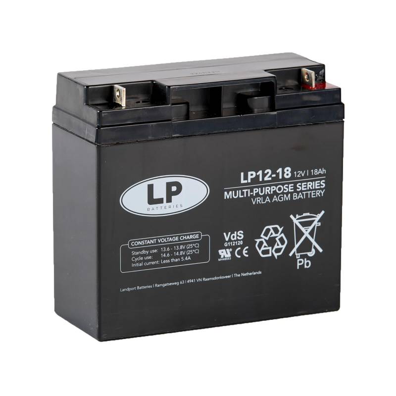 LP Motorcycle LANDPORT Batterie VRLA AGM 12-18 VdS T3 12V 18Ah 182x77x168mm Universal kompatibel für Roller, Motorrad, Sicherheitssysteme, Rollladen Antrieb, Dachrollo von LP BATTERIES