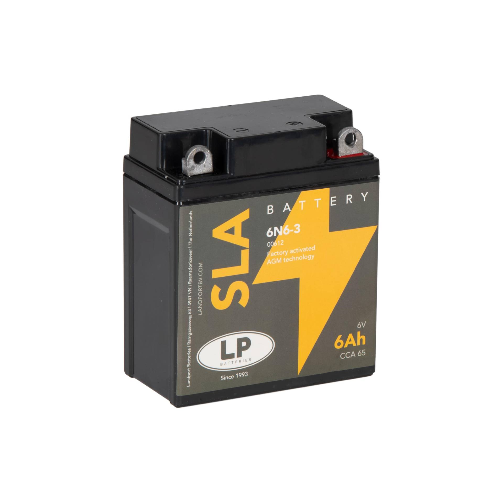 LANDPORT Batterie 6N6-3 6V, 6Ah wartungsfrei kompatibel für Honda CB 125 SL, Yamaha DT 175, 400, XL 250, XT 500 von LP BATTERIES