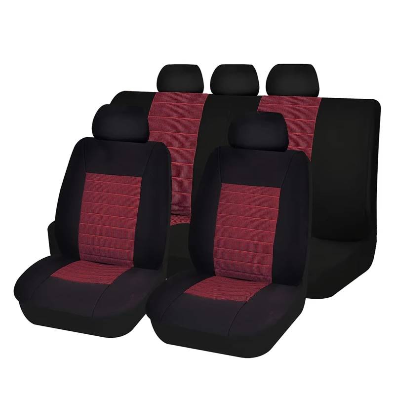 Autositzbezug Autositzbezüge, Airbag-kompatible Autositzschoner, Passend Für Die Meisten Van-Minibus-getrennten Jacquard-Autositze Sitzschoner Auto(Red 5 seat) von LPAKMGAGEL