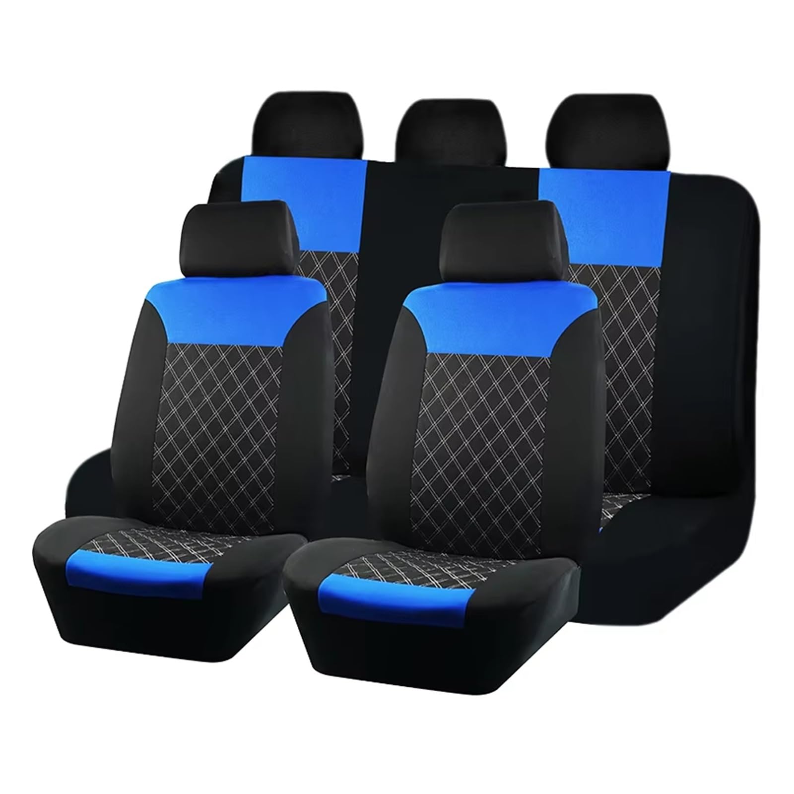 Autositzbezug Autositzbezüge, Doppellinien-Stickerei, Gestepptes Spleißen, Passend Für Die Meisten Autos, Polyester-Stoff-Sitzbezüge Für Autos Sitzschoner Auto(Blue 5 seat) von LPAKMGAGEL