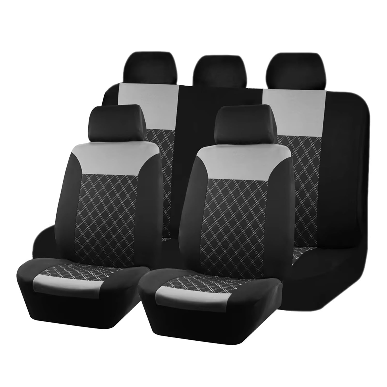 Autositzbezug Autositzbezüge, Doppellinien-Stickerei, Gestepptes Spleißen, Passend Für Die Meisten Autos, Polyester-Stoff-Sitzbezüge Für Autos Sitzschoner Auto(Gray 5 seat) von LPAKMGAGEL