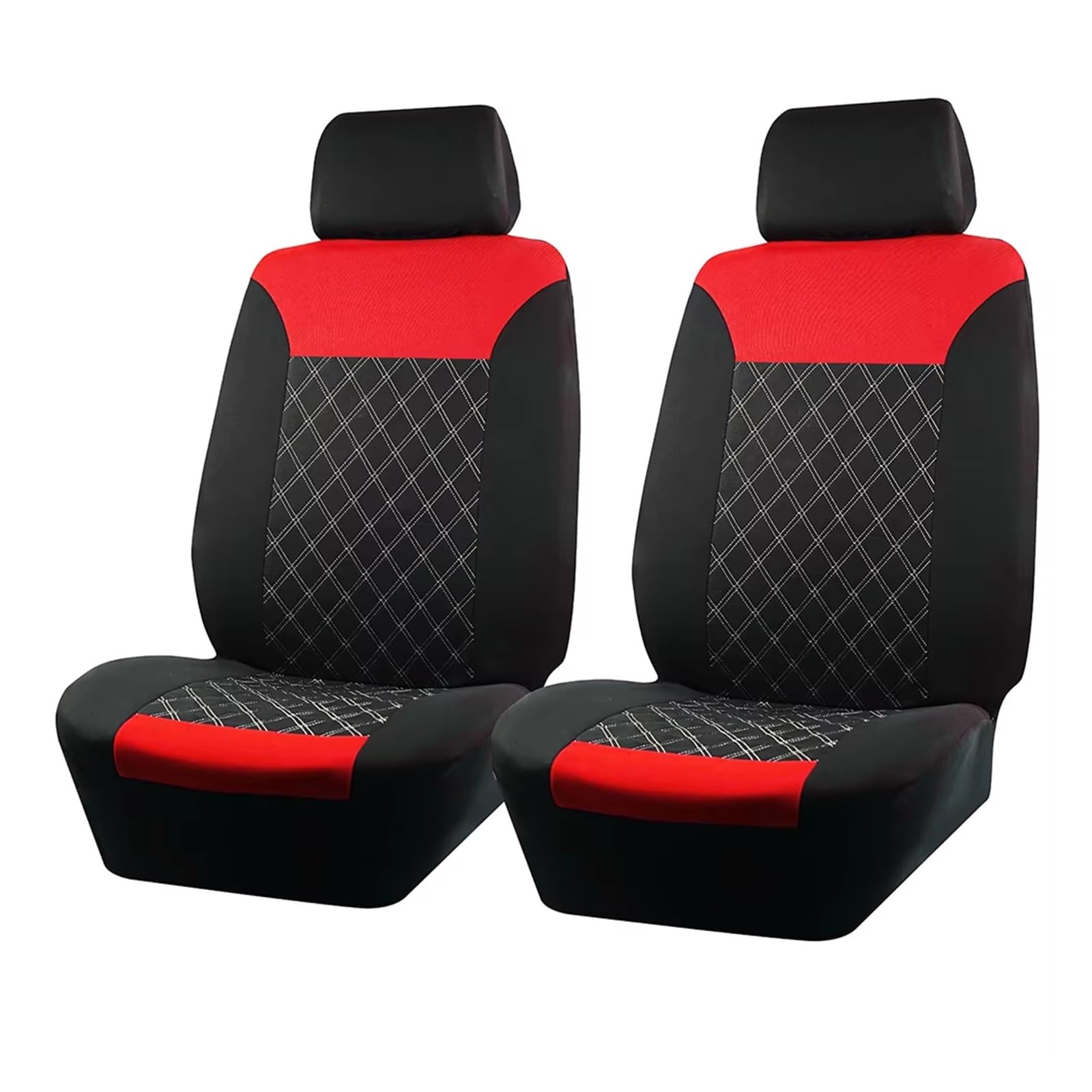 Autositzbezug Autositzbezüge, Doppellinien-Stickerei, Gestepptes Spleißen, Passend Für Die Meisten Autos, Polyester-Stoff-Sitzbezüge Für Autos Sitzschoner Auto(Red 2 seat) von LPAKMGAGEL