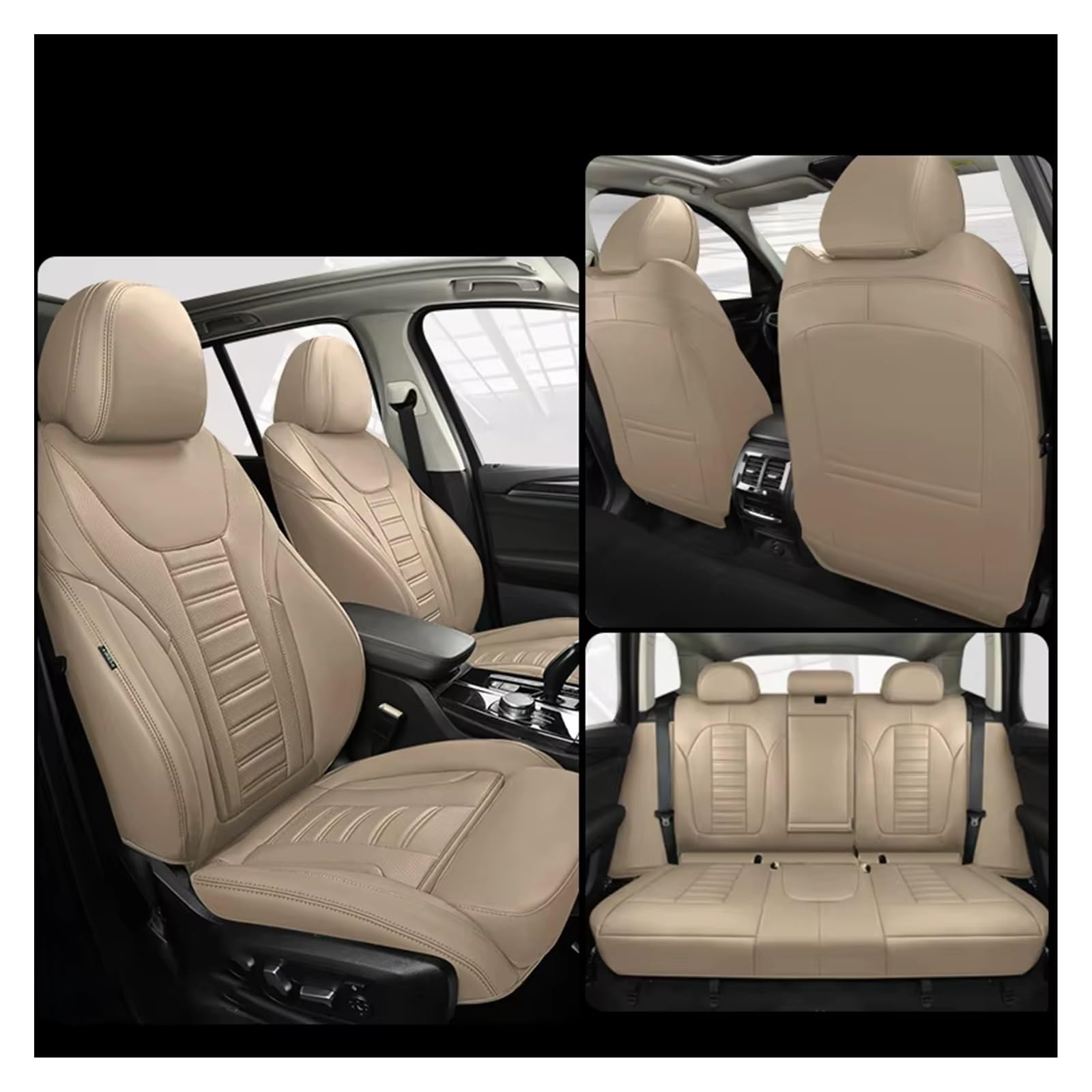 Autositzbezug Autositzbezüge, Geeignet Für Die Meisten Autos, Kratz- Und Staubabweisendes Kissen, Autozubehör Sitzschoner Auto(5Pcs-Beige) von LPAKMGAGEL