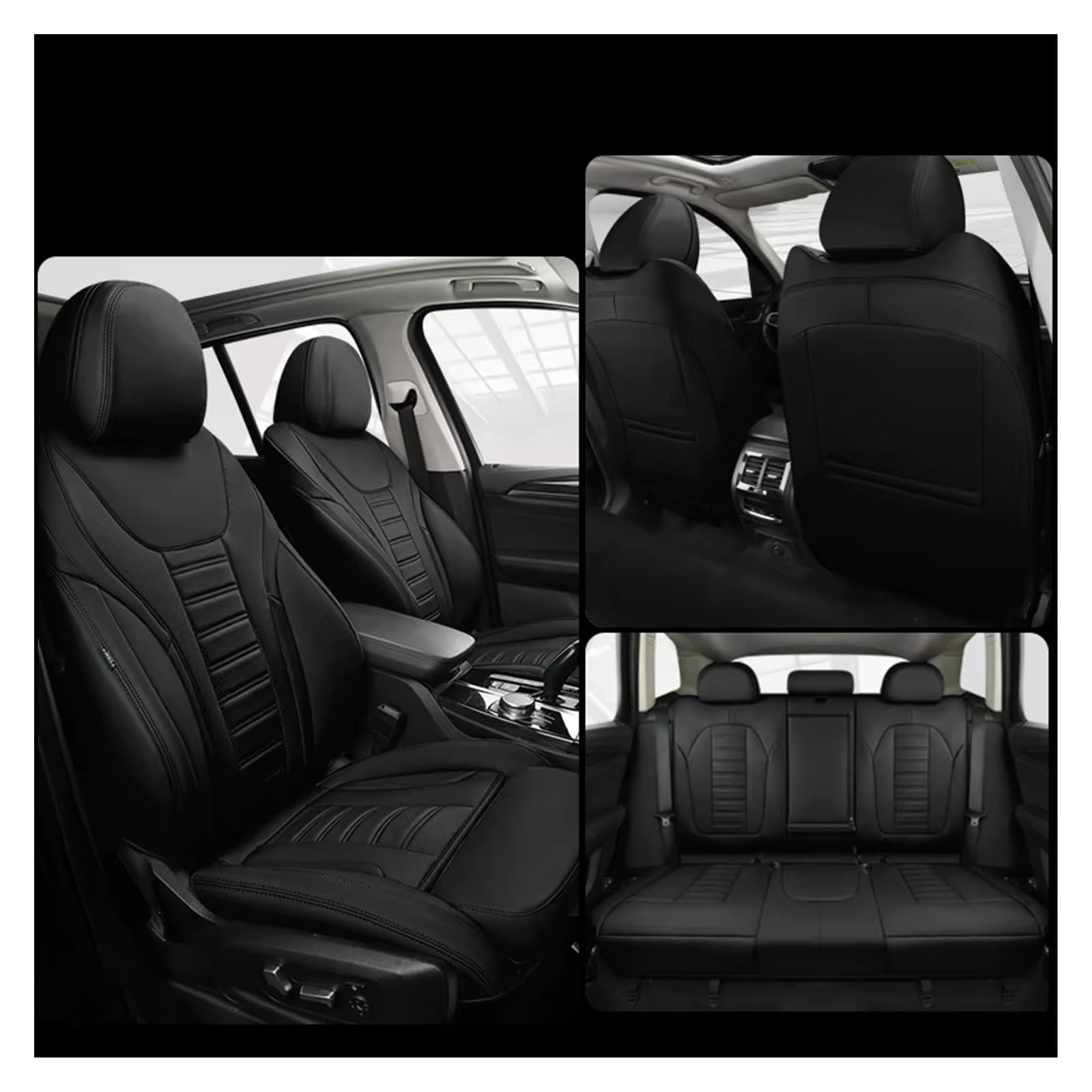 Autositzbezug Autositzbezüge, Geeignet Für Die Meisten Autos, Kratz- Und Staubabweisendes Kissen, Autozubehör Sitzschoner Auto(5Pcs-Black) von LPAKMGAGEL