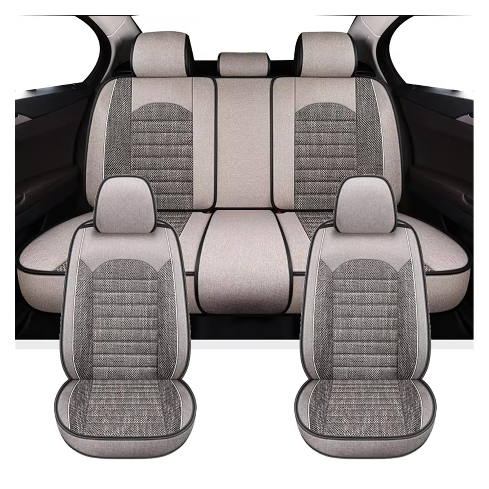 Autositzbezug Autositzbezüge, Geeignet Für Die Meisten Autos, Sommer, Atmungsaktiv, Luxuriös, Für Damen Und Herren, Geschenke Für Den Autoinnenraum Sitzschoner Auto(Full Set-Beige) von LPAKMGAGEL