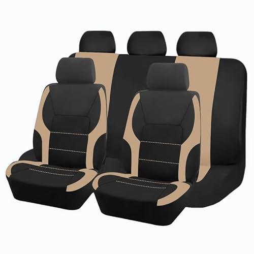 Autositzbezug Autositzbezüge, Sportliches Design, Passend Für Die Meisten Autos, Vierjahreszeiten-Sitzbezug Für Autozubehör, Innenausstattung Sitzschoner Auto(Beige 5 seat) von LPAKMGAGEL