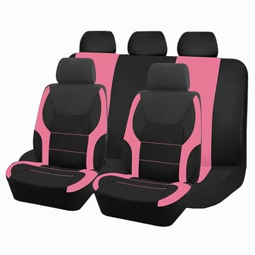 Autositzbezug Autositzbezüge, Sportliches Design, Passend Für Die Meisten Autos, Vierjahreszeiten-Sitzbezug Für Autozubehör, Innenausstattung Sitzschoner Auto(Pink 5 seat) von LPAKMGAGEL