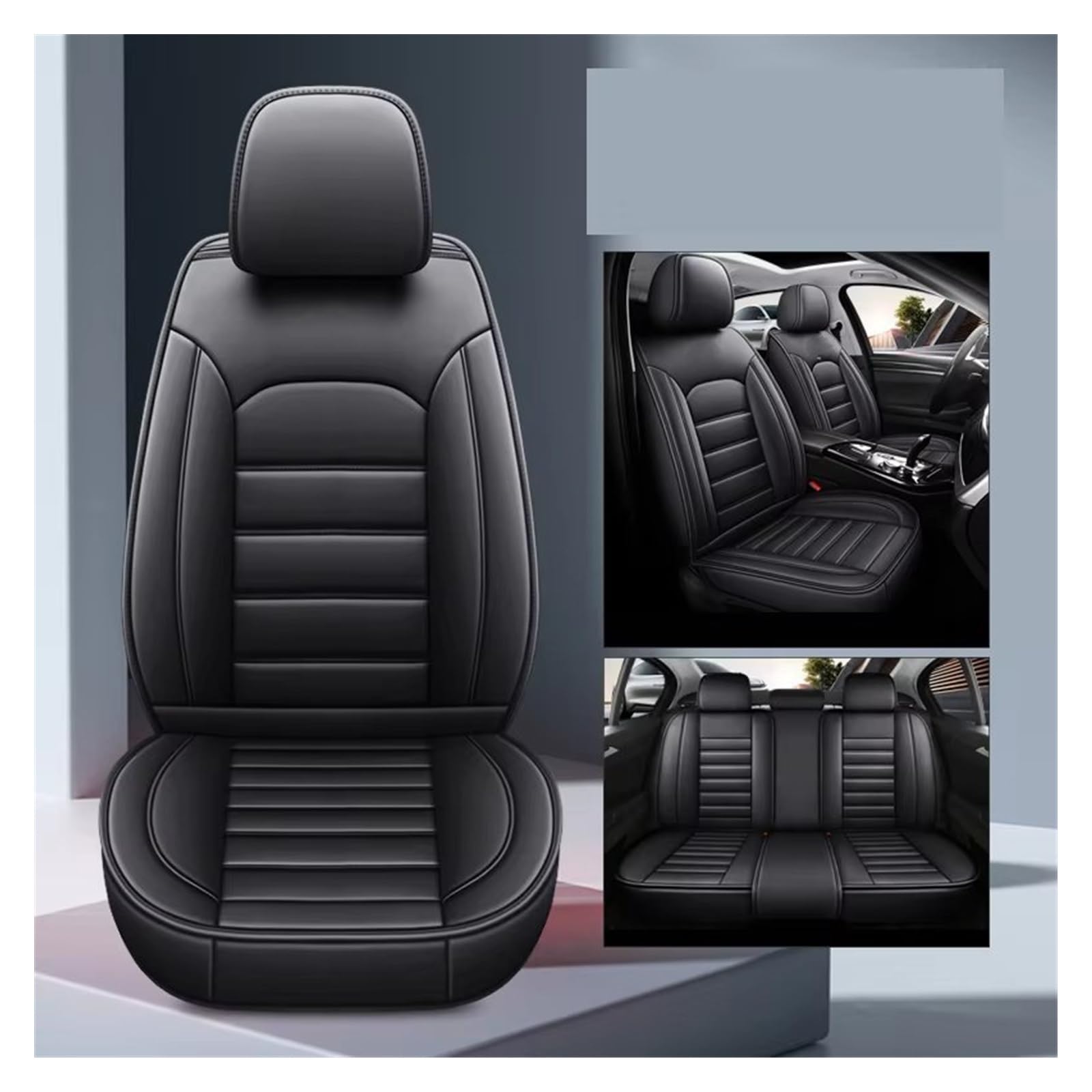 Autositzbezug Autositzbezüge Aus Strapazierfähigem Und Langlebigem Leder, Komplettes Set, Geeignet Für Die Meisten Autozubehörteile Sitzschoner Auto(2) von LPAKMGAGEL