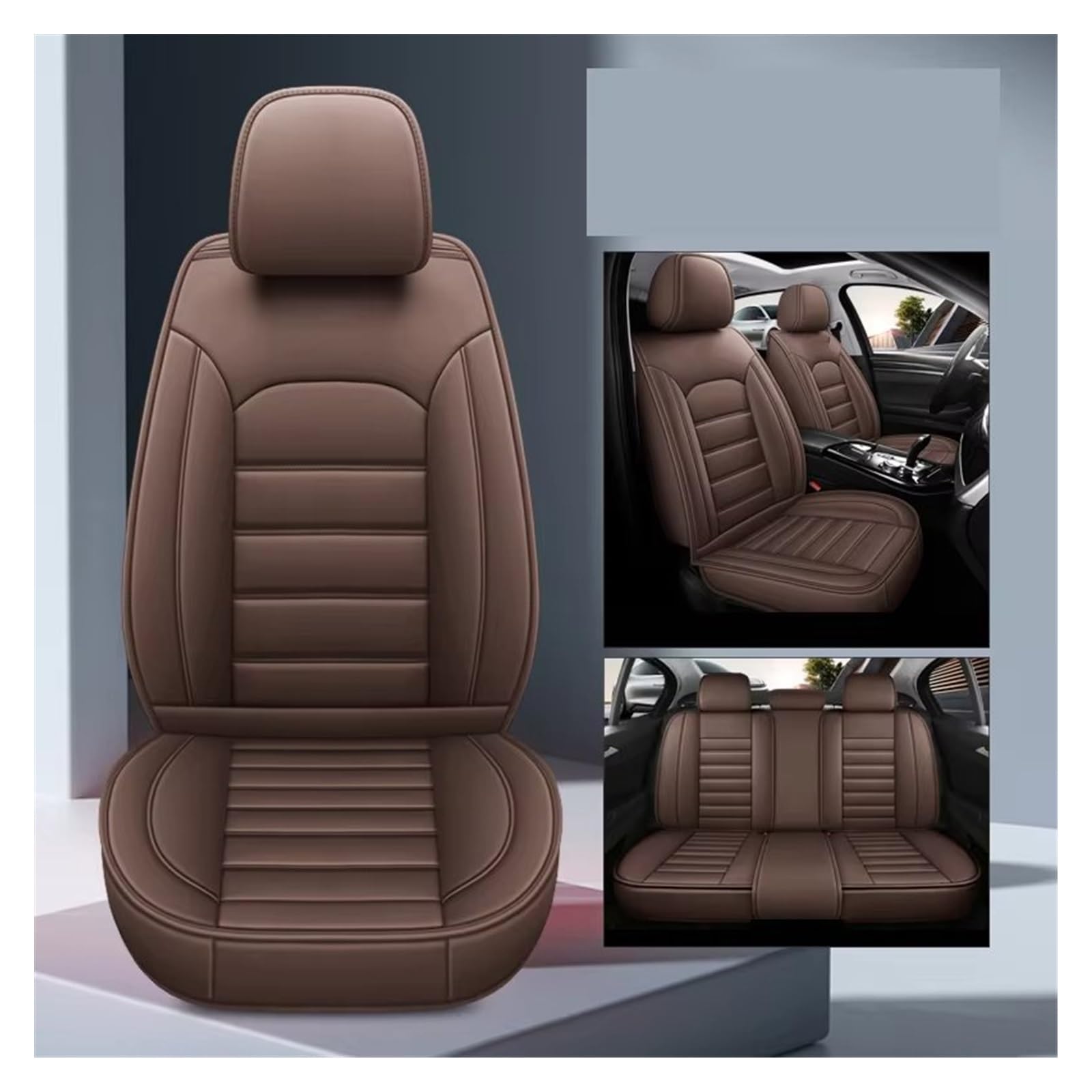 Autositzbezug Autositzbezüge Aus Strapazierfähigem Und Langlebigem Leder, Komplettes Set, Geeignet Für Die Meisten Autozubehörteile Sitzschoner Auto(5) von LPAKMGAGEL