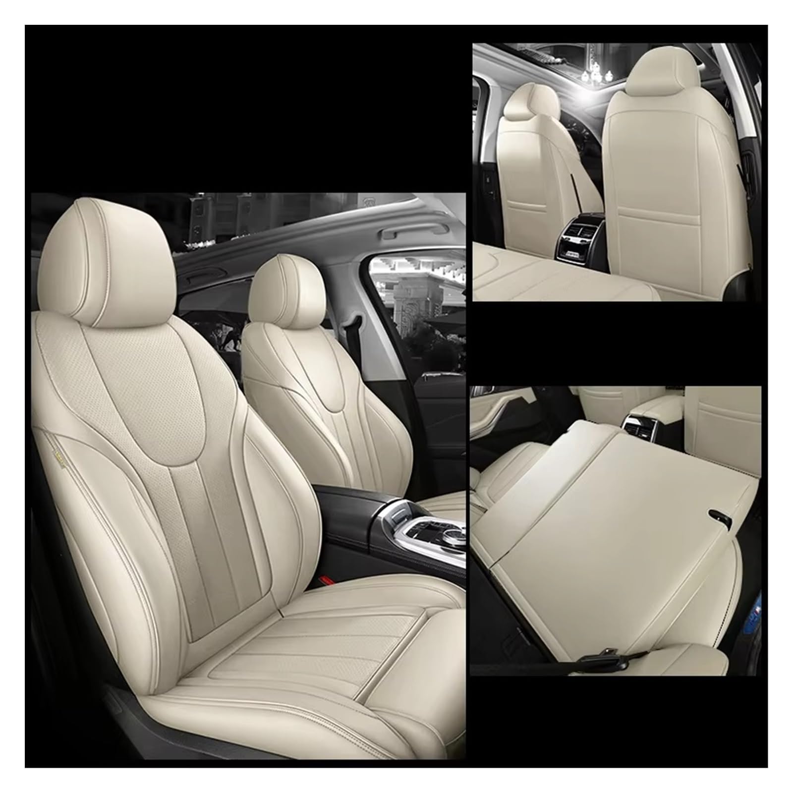 Autositzbezug Autositzbezüge Für Benz Für W205 Für W203, Atmungsaktives Und Verschleißfestes Auto-Kissenzubehör Sitzschoner Auto(Beige) von LPAKMGAGEL