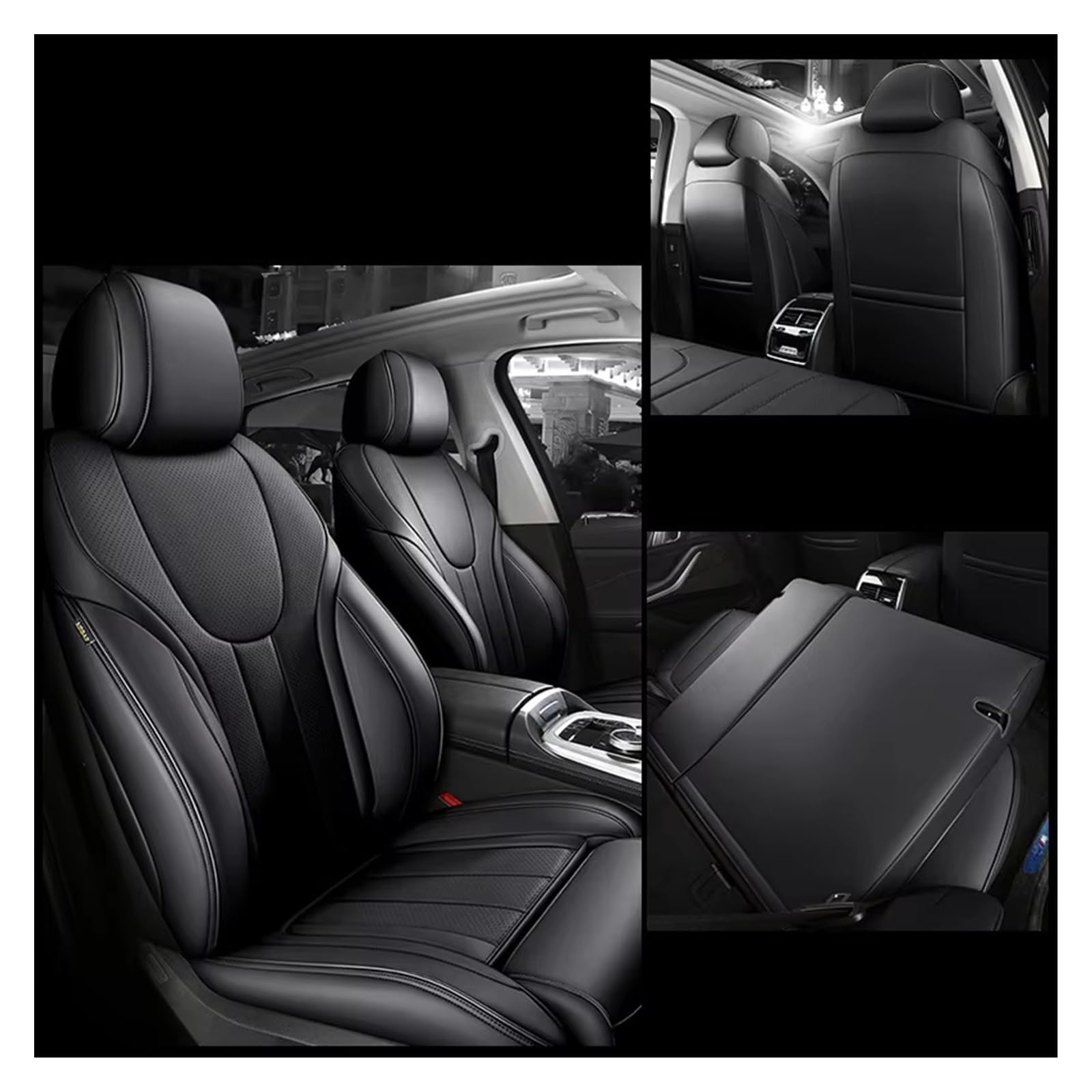 Autositzbezug Autositzbezüge Für Benz Für W205 Für W203, Atmungsaktives Und Verschleißfestes Auto-Kissenzubehör Sitzschoner Auto(Black) von LPAKMGAGEL