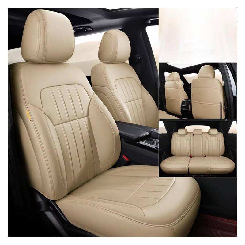 Autositzbezug Autositzbezüge Für Focus Für Fiesta Für Mondeo. Verschleißfestes Und Langlebiges Leder-Autozubehör Sitzschoner Auto(5Pcs-Beige) von LPAKMGAGEL