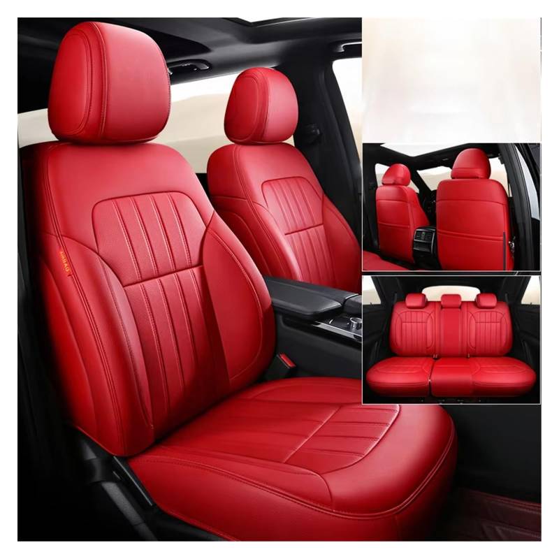 Autositzbezug Autositzbezüge Für Focus Für Fiesta Für Mondeo. Verschleißfestes Und Langlebiges Leder-Autozubehör Sitzschoner Auto(5Pcs-Red) von LPAKMGAGEL