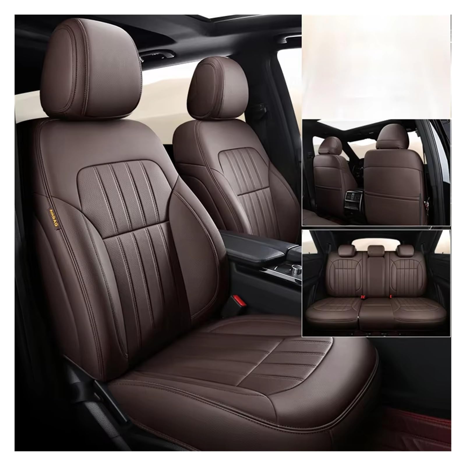 Autositzbezug Autositzbezüge Für Mg4 Für Mulan, Rutschfestes, Atmungsaktives Leder, Autozubehör Sitzschoner Auto(5Pcs-Coffee) von LPAKMGAGEL