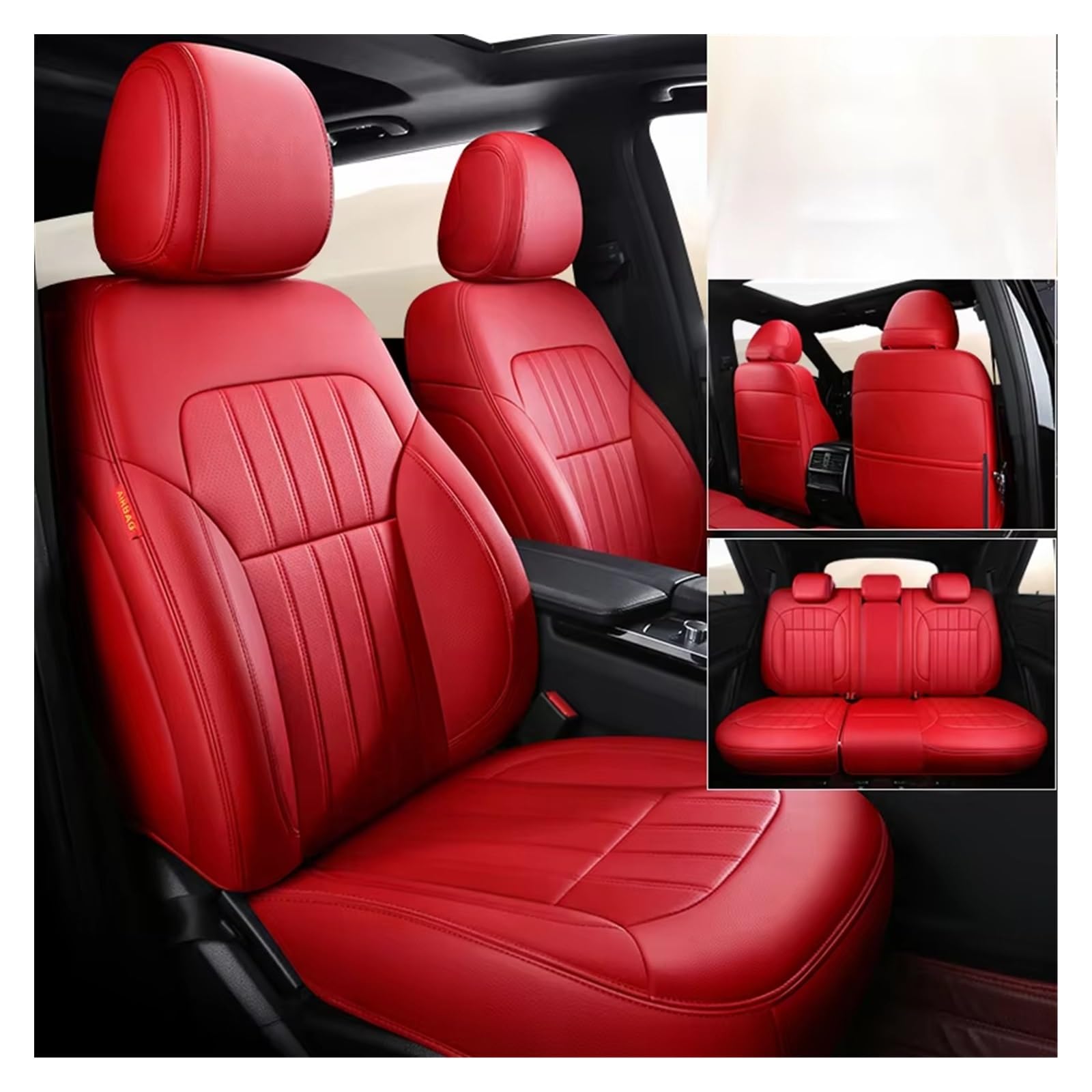 Autositzbezug Autositzbezüge Für Mg4 Für Mulan, Rutschfestes, Atmungsaktives Leder, Autozubehör Sitzschoner Auto(5Pcs-Red) von LPAKMGAGEL
