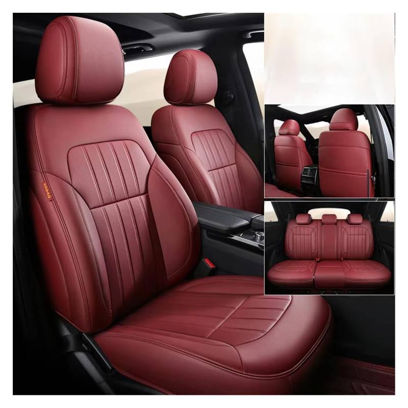 Autositzbezug Autositzbezüge Für Mg4 Für Mulan, Rutschfestes, Atmungsaktives Leder, Autozubehör Sitzschoner Auto(5Pcs-Wine Red) von LPAKMGAGEL