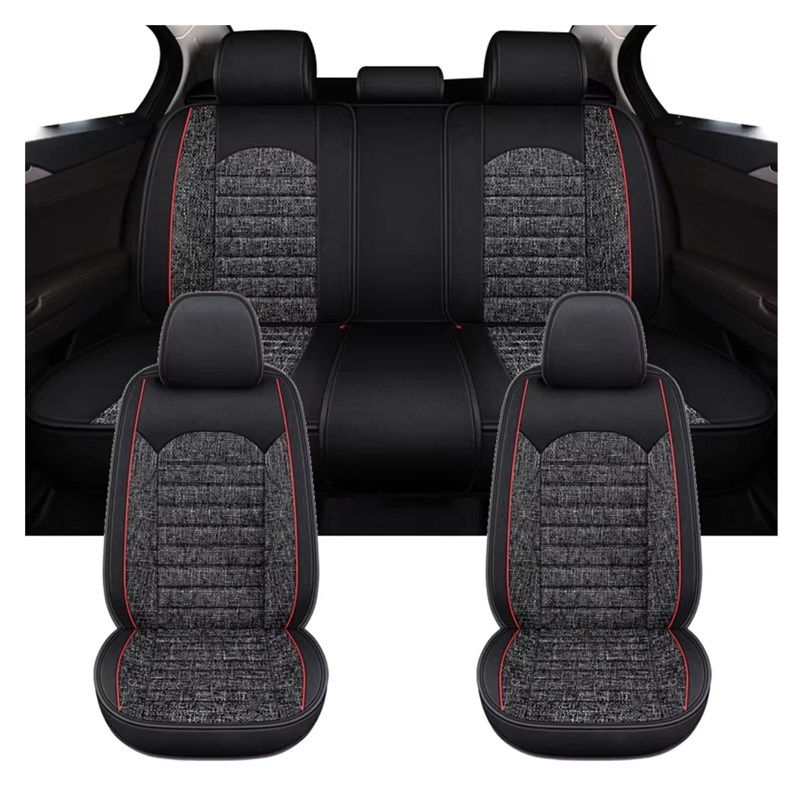Autositzbezug Autositzbezüge Für Toyota Für Corolla Für Camry. rutschfeste, Atmungsaktive Auto-Innenausstattung Sitzschoner Auto(Full Set-Black) von LPAKMGAGEL