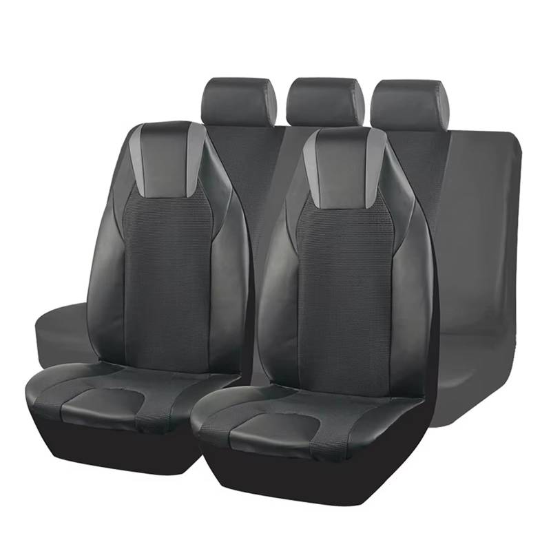 Autositzbezug Autositzbezüge Passen Für Die Meisten Autos, PU-Leder, Gespleißt Mit Gepunktetem Jacquard-Stoff, Zubehör Für Sitzbezüge Sitzschoner Auto von LPAKMGAGEL
