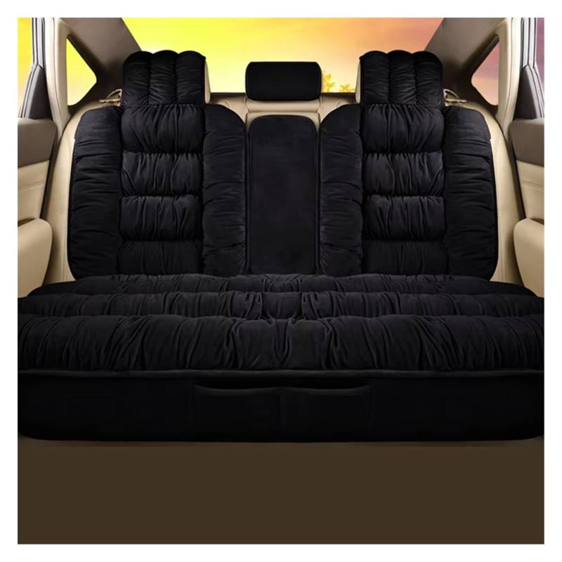 Autositzbezug Autositzbezüge Set Warme Plüsch Autos Sitzbezüge Schutz Kissen Für Winter Abdeckung Matte Auto Innen Sitzschoner Auto(Rear Seat Black) von LPAKMGAGEL