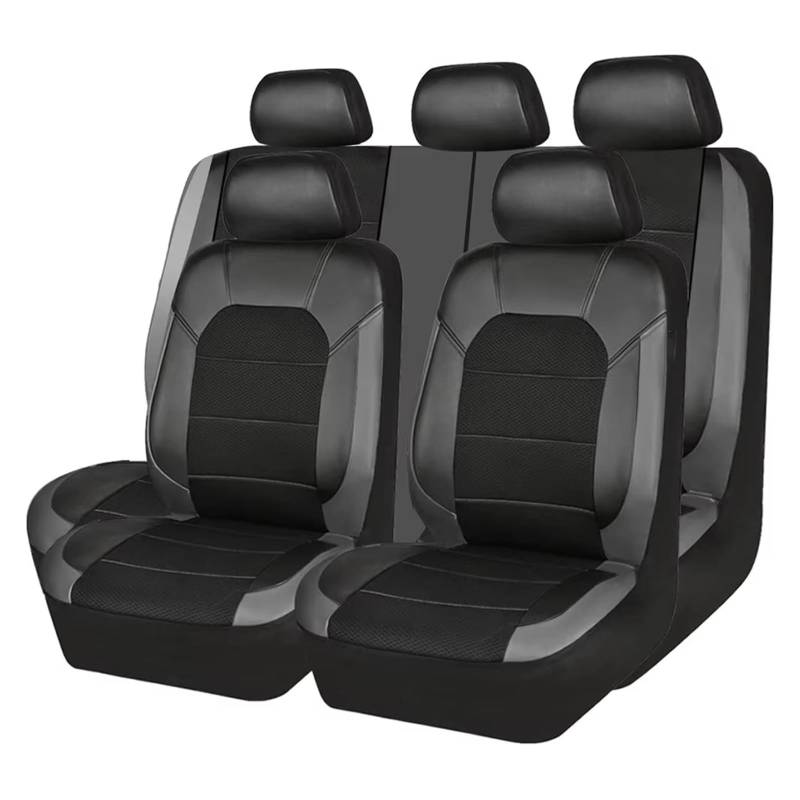 Autositzbezug Autositzbezug, Autoleder, Atmungsaktives Stoff, Pu-Leder, Autositzkissen, Vorder- Und Rücksitz, Vollständiger Schutz Sitzschoner Auto(Black Gray) von LPAKMGAGEL