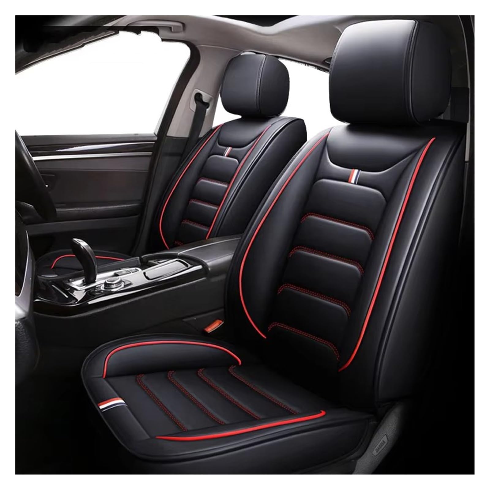 Autositzbezug Autositzbezug, Kratzfest Und Staubdicht, Geeignet Für Die Meisten Autos, Autozubehör, Innenausstattung (1 Sitz) Sitzschoner Auto(Black Red) von LPAKMGAGEL