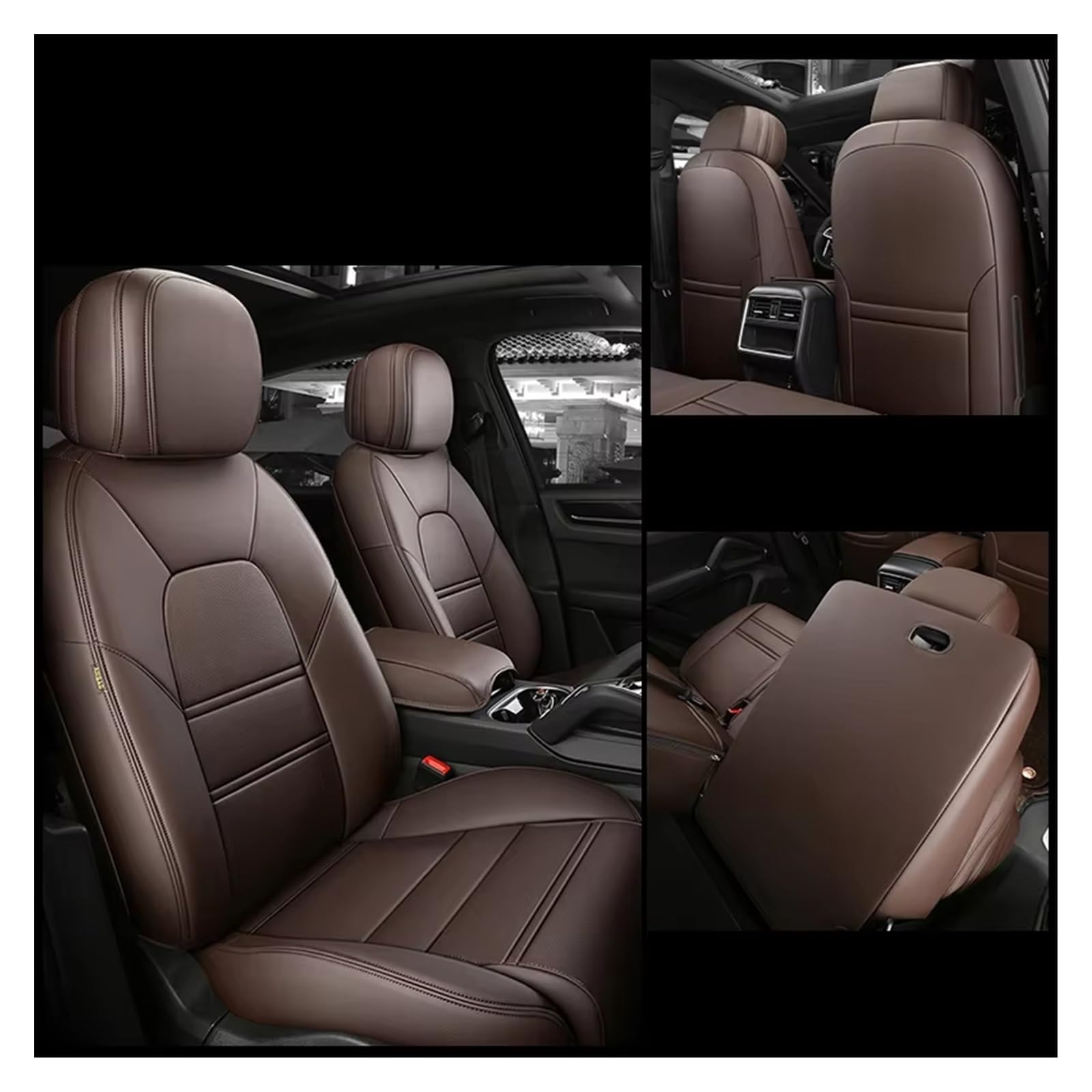 Autositzbezug Autositzbezug Leder Für Hyundai Für Tucson Für Elantra Autozubehör Autositzschoner Sitzschoner Auto(5Pcs-Coffee) von LPAKMGAGEL