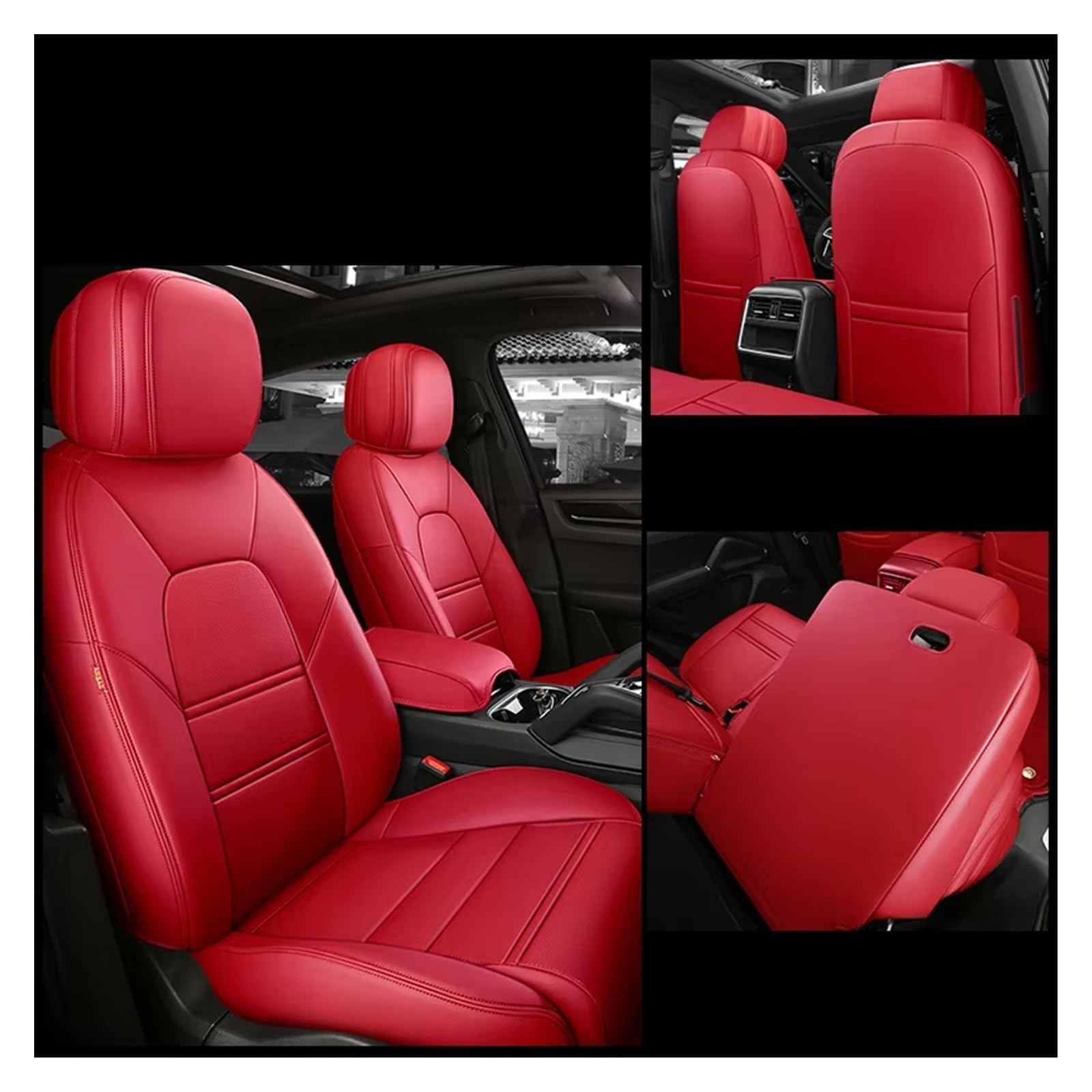 Autositzbezug Autositzbezug Leder Für Hyundai Für Tucson Für Elantra Autozubehör Autositzschoner Sitzschoner Auto(5Pcs-Red) von LPAKMGAGEL