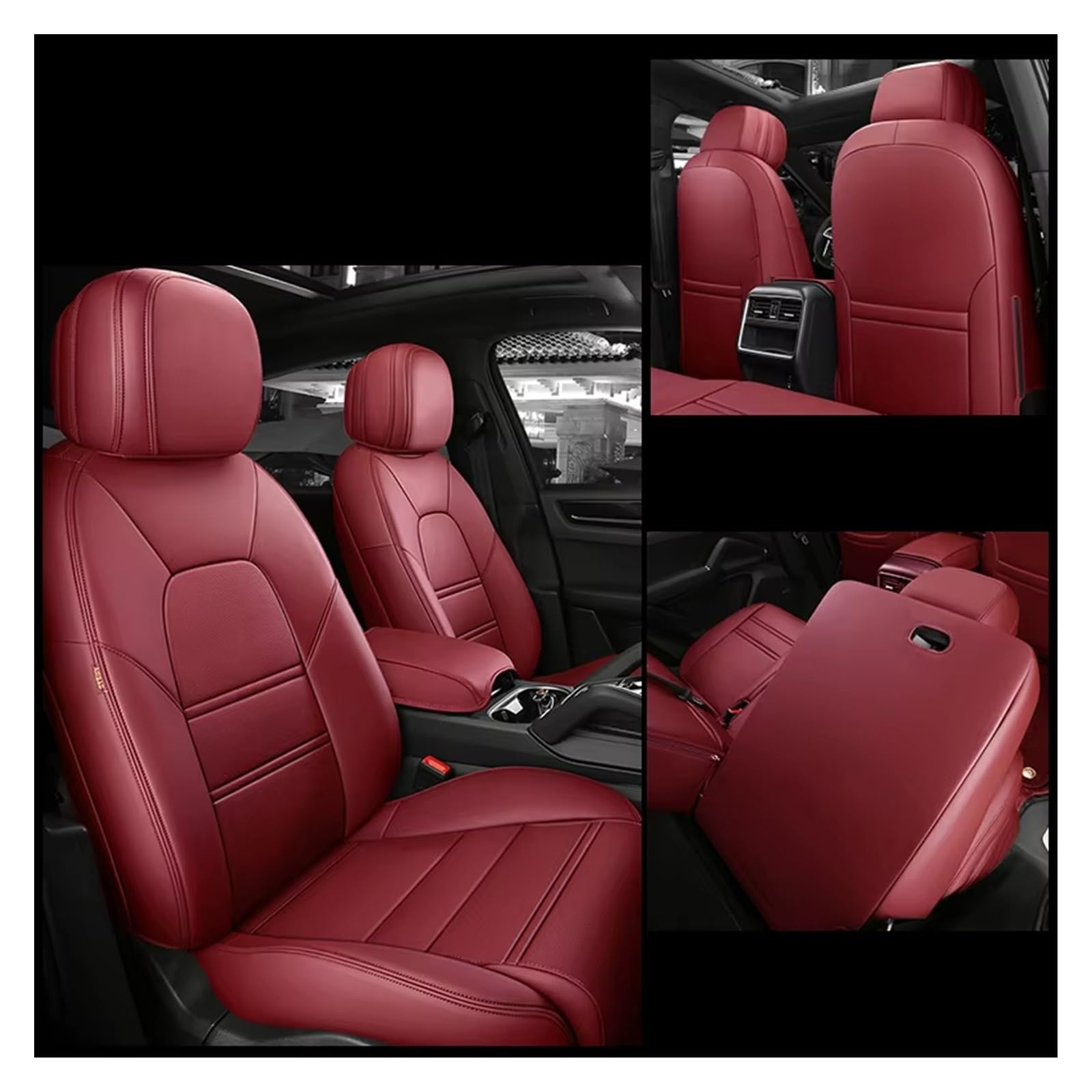 Autositzbezug Autositzbezug Leder Für Hyundai Für Tucson Für Elantra Autozubehör Autositzschoner Sitzschoner Auto(5Pcs-Wine Red) von LPAKMGAGEL