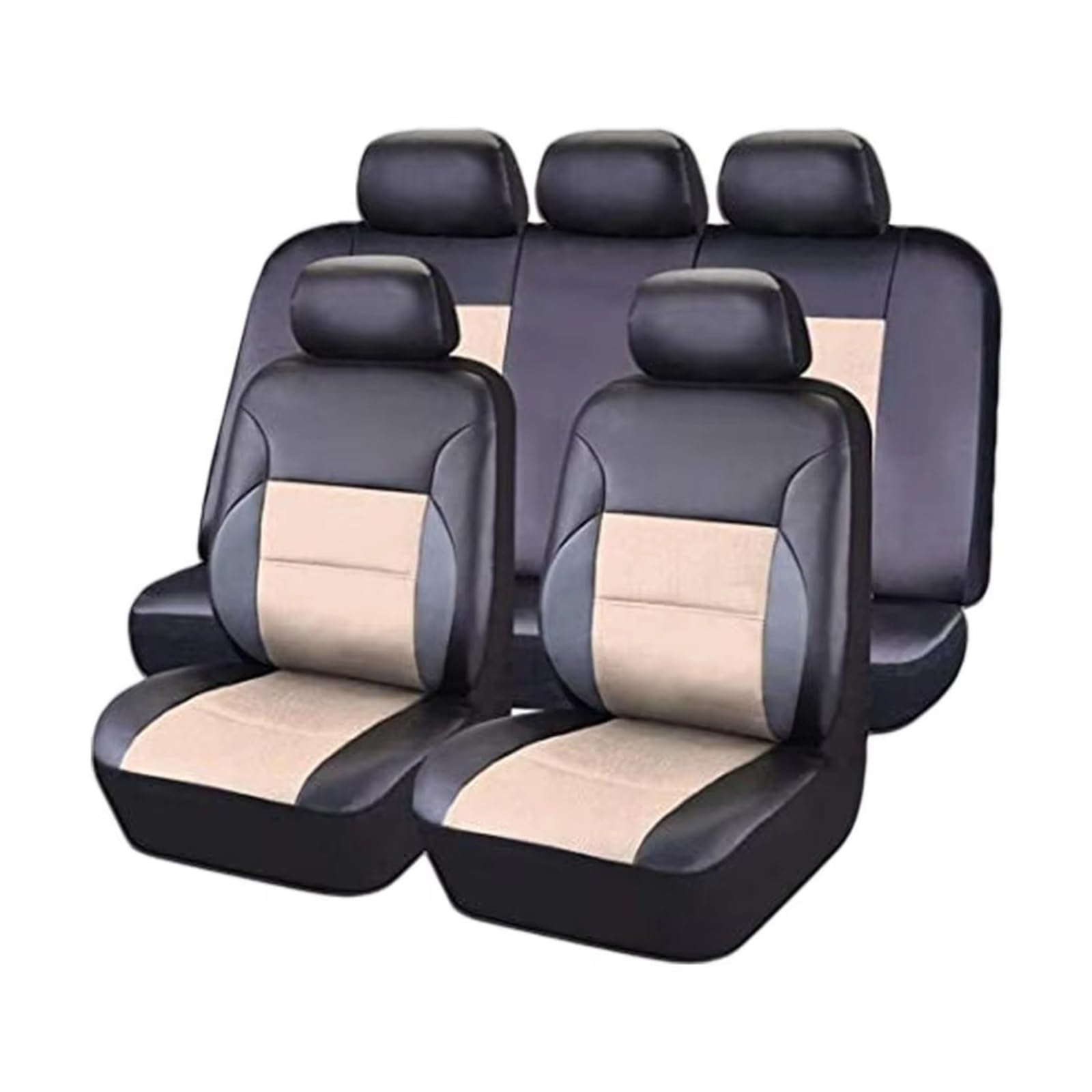 Autositzbezug Autositzbezug-Set, PU-Leder-Sitzbezug, Kompatibel Mit Airbag-Sitzbezug, Schützt Auto-Innenraum-Zubehör Sitzschoner Auto(Beige) von LPAKMGAGEL