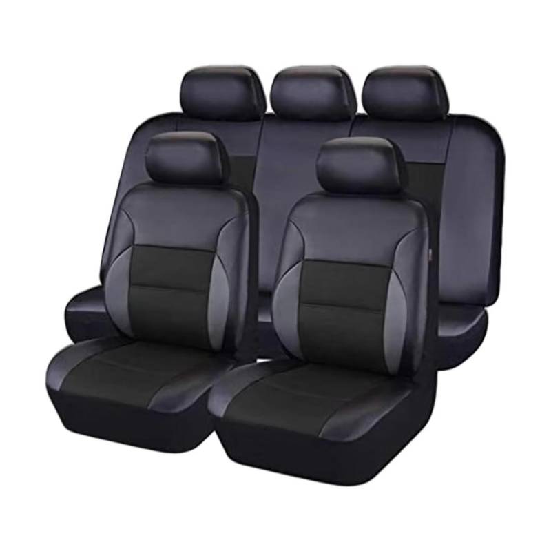 Autositzbezug Autositzbezug-Set, PU-Leder-Sitzbezug, Kompatibel Mit Airbag-Sitzbezug, Schützt Auto-Innenraum-Zubehör Sitzschoner Auto(Black) von LPAKMGAGEL