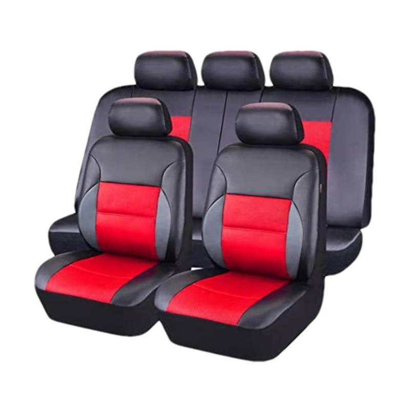 Autositzbezug Autositzbezug-Set, PU-Leder-Sitzbezug, Kompatibel Mit Airbag-Sitzbezug, Schützt Auto-Innenraum-Zubehör Sitzschoner Auto(Red) von LPAKMGAGEL