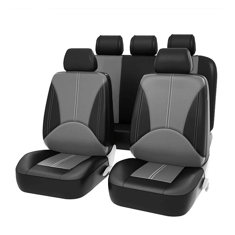 Autositzbezug Autositzbezug-Set Aus PU-Leder, Atmungsaktiv, Wasserabweisend Und Leicht Zu Reinigen, Geeignet Für Die Meisten Autos Sitzschoner Auto(Black Gray) von LPAKMGAGEL