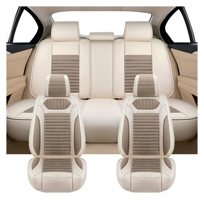 Autositzbezug Flachs Auto Sitzbezug Für Subaru Für Legacy Für Tribeca Mann Frau Geschenke Auto Zubehör Sitzschoner Auto(Full Set-Allbeige) von LPAKMGAGEL