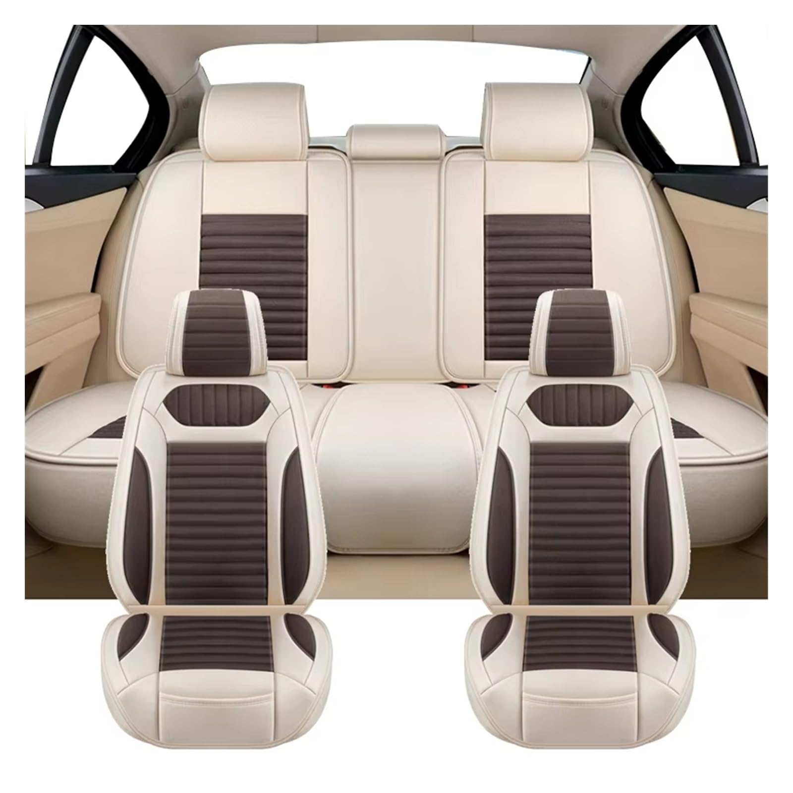 Autositzbezug Flachs Auto Sitzbezug Für Subaru Für Legacy Für Tribeca Mann Frau Geschenke Auto Zubehör Sitzschoner Auto(Full Set-Khaki) von LPAKMGAGEL